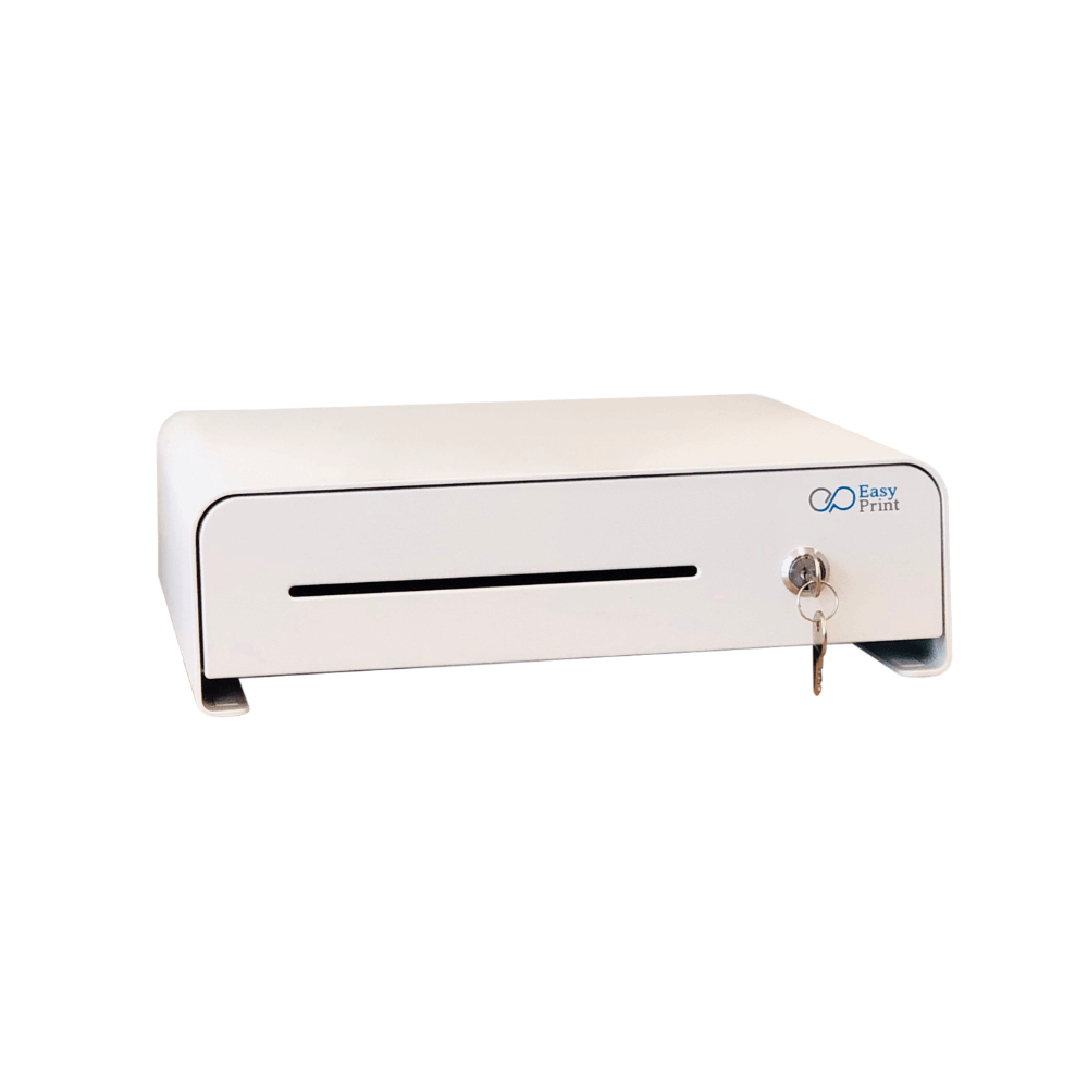 ลิ้นชักเก็บเงิน EASYPRINT รุ่น CD-335 สีขาว 4 ช่องธนบัตรขนาดใหญ่ 4 ช่องเหรียญ RJ11 12/24V_1